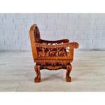Vintage Bali Teak Wood Hand Carved Lounge Chair