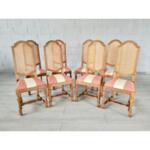 Set of 8 Vintage French Farmhouse Style Cane Back Dining Chairs