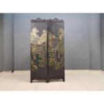 Elaborate Vintage 4 Panel Double Sided Chinese Screen Room Divider