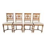 Neo-Renaissance Style Hand-Carved Wood Frame Dining Chairs - Set of 4
