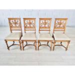 Neo-Renaissance Style Hand-Carved Wood Frame Dining Chairs - Set of 4