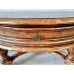 French Vintage Solid Round Coffee Table With Drawers