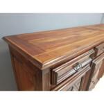Massive French Vintage Solid Walnut Credenza Sideboard Chest