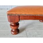 Vintage Brown Leather Ottoman Foot Stool