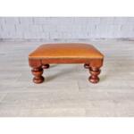 Vintage Brown Leather Ottoman Foot Stool