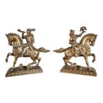 Bronze Statuettes Bookends - Figures on Horses - a Pair