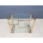 Modernist Brass and Smoked Glass Bar Cart in the Style of Milo Baughman