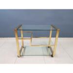 Modernist Brass and Smoked Glass Bar Cart in the Style of Milo Baughman
