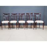 Set of 5 Italian Vintage Modern Dining Chairs in the Style of Paolo Buffa Newly Upholstered