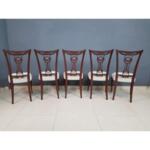 Set of 5 Italian Vintage Modern Dining Chairs in the Style of Paolo Buffa Newly Upholstered