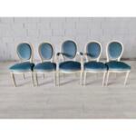 Vintage French Louis XVI Medallion Dining Chairs - Set of 5