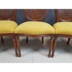 Set of 6 - French Vintage Louis XVI Style Medallion Cane Back Reupholstered Dining Chairs
