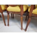 Set of 6 - French Vintage Louis XVI Style Medallion Cane Back Reupholstered Dining Chairs