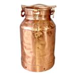 Vintage French Tin Milk Can in Copper Finish
