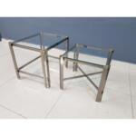 Mid-Century Chrome and Glass Nesting Coffee Tables - a Pair