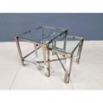 Mid-Century Chrome and Glass Nesting Coffee Tables - a Pair