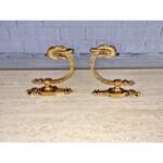 Vintage French Polished Brass Coat Hangers - a Pair