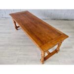Antique Swiss Farmhouse Solid Oak Wood Handcarved Trestle Dining Table