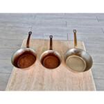 Set of 3 Vintage French Copper Pots Saucepans