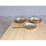 Set of 3 Antique French Copper Kitchen Pans