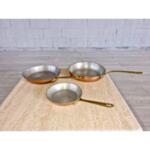 Set of 3 Antique French Copper Kitchen Pans