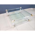 Vintage Glass Coffee Table With Lucite Legs Hollywood Regency Style