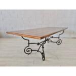 Elegant Antique French Wrought Iron and Wood Dining Table