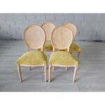 Set of 4 French Vintage Louis XVI Style Medallion Cane Back Dining Chairs
