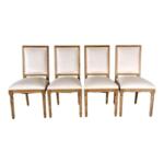 Vintissimo Vintage Square Back Louis XVI Style Dining Chairs Reupholstered - Set of 4