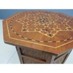 Carved Parquetry Wooden Moroccan Octagonal Coffee Tea Side Table 20th Century