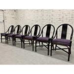Elegant Bamboo Dining Chairs Newly Upholstered - Set of 6
