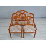 Vintage Sheraton Style Cherry Wood Hepplewhite Dining Chairs - Set of 8