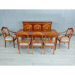 Vintage Sheraton Style Cherry Wood Hepplewhite Dining Chairs - Set of 8