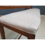 Vintage French Bench Cane High Back Reupholstered Seat