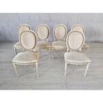 Vintage French Louis XVI Medallion Dining Chairs - Set of 6