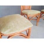 Italian Vintage Rattan Bamboo Reupholstered Mid Century Modern Dining Chairs - Set of 6