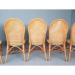 Italian Vintage Rattan Bamboo Reupholstered Mid Century Modern Dining Chairs - Set of 6