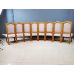 French Vintage Louis XIII Style High Back Ivory Dining Chairs - Set of 8