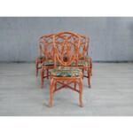 Italian Mid-Century Bamboo Rattan High Back Dining Chairs - Set of 6