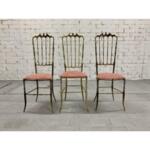 Giuseppe Gaetano Descalzi Chiavari Chair With Peach Upholstery, Italy, - Set of 3