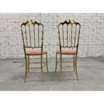 Giuseppe Gaetano Descalzi Chiavari Chair With Peach Upholstery, Italy, - 2 - a Pair