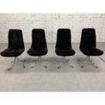Velvet & Chrome Dining Chairs - Set of 4