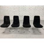 Velvet & Chrome Dining Chairs - Set of 4