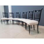 Art Deco Dining Chairs on Brass Pointed Stiletto Legs - Set of 6
