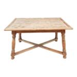 Antique Jacobean Style X-Stretcher Oak Dining Table