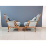 French Louis XV Style Reupholstered Contemporary Beech Armchairs - a Pair