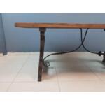 Antique Spanish Oak Dining Table With Wrought Iron