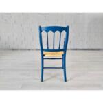 Vintage Dutch Ocean Blue Rush Seat Dining Armchairs - a Pair