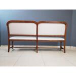 Vintage French Reupholstered High Back Bench