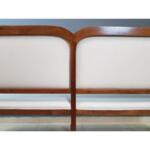 Vintage French Reupholstered High Back Bench